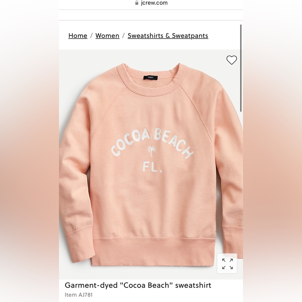 J. Crew Peach Crewneck Sweatshirt with Cocoa Beach Graphic
